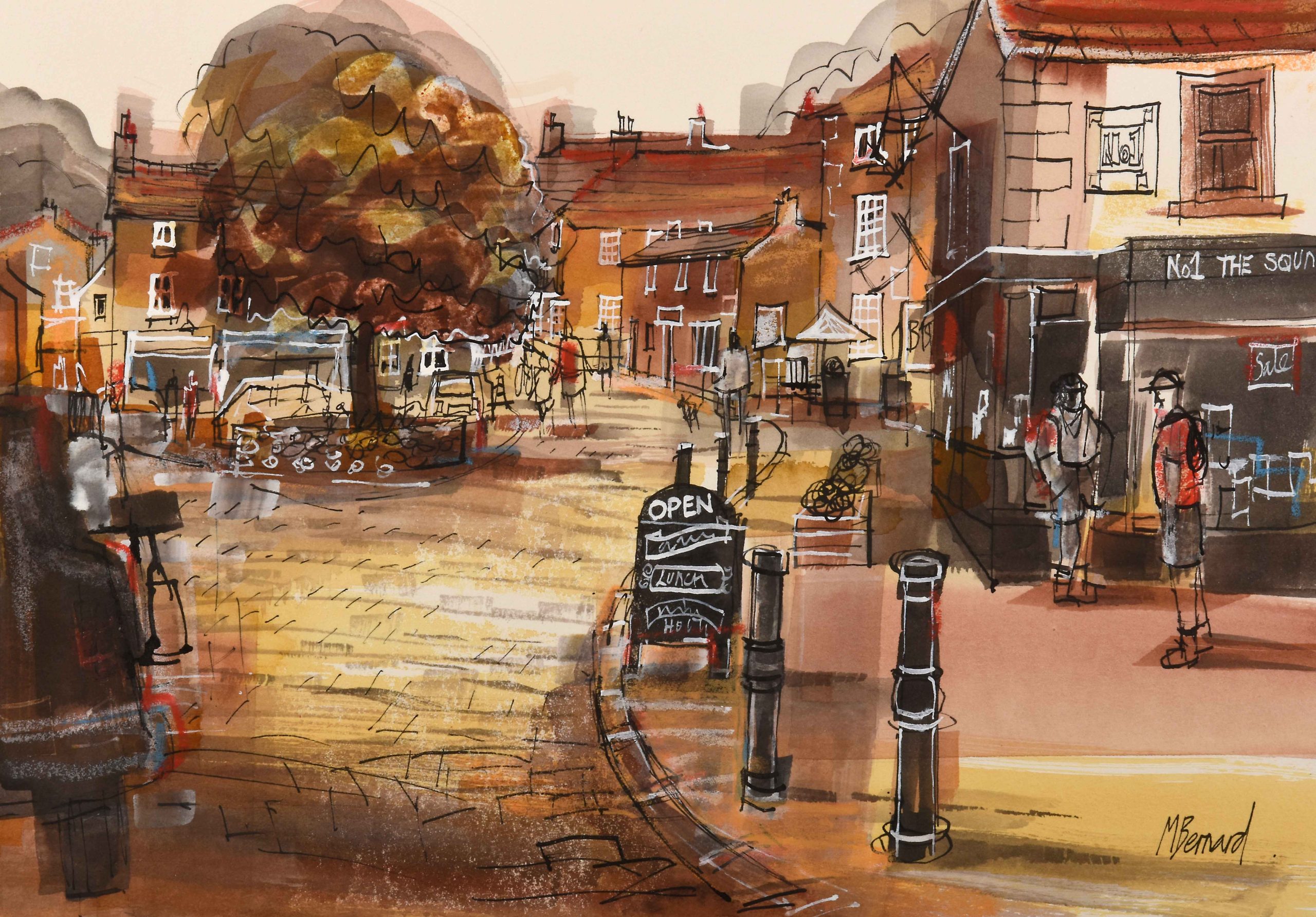 Grassington, original mixed media painting by Mike Bernard RI