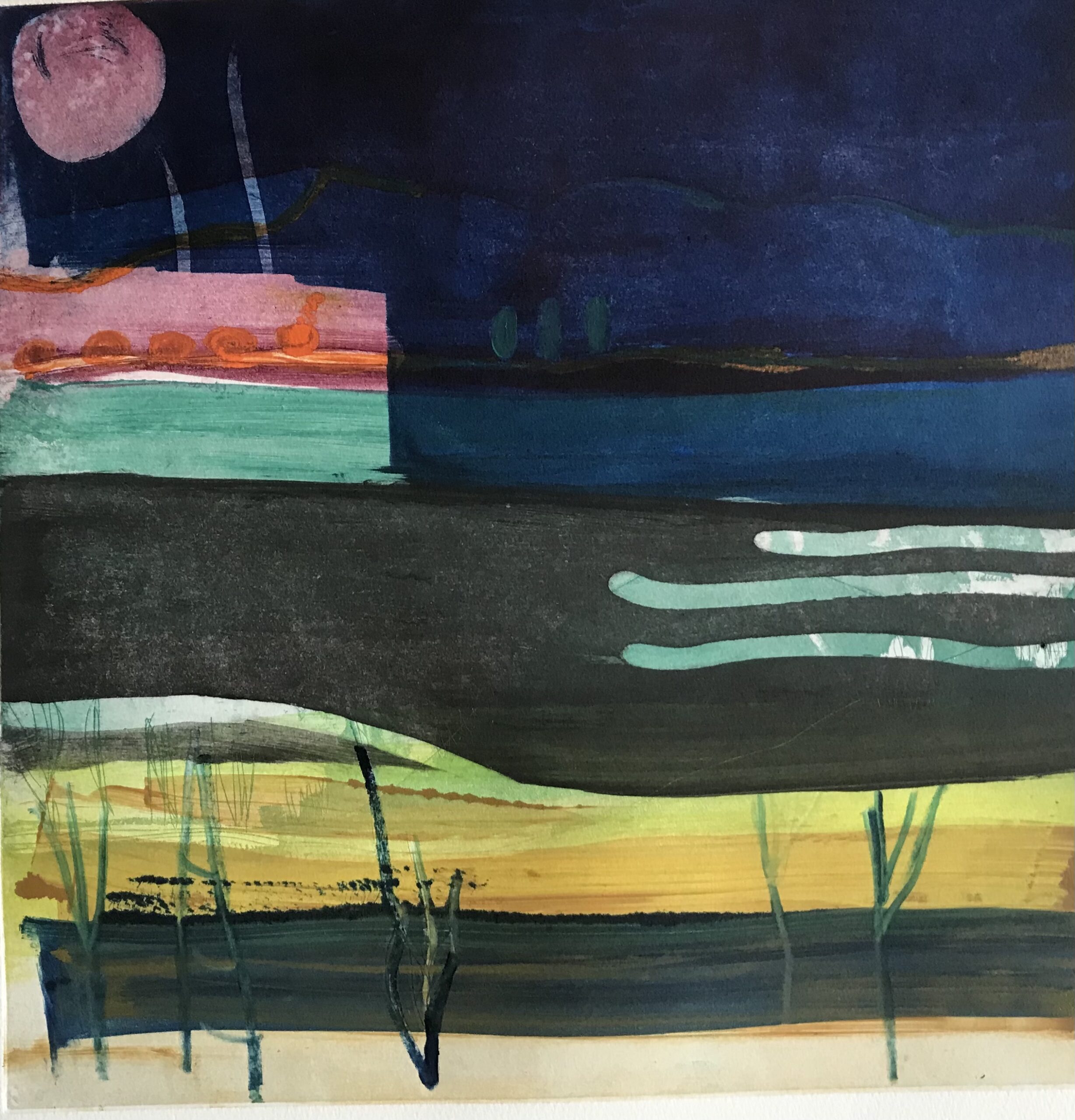 Night Crossing, limited edition etching by Louise Davies RE