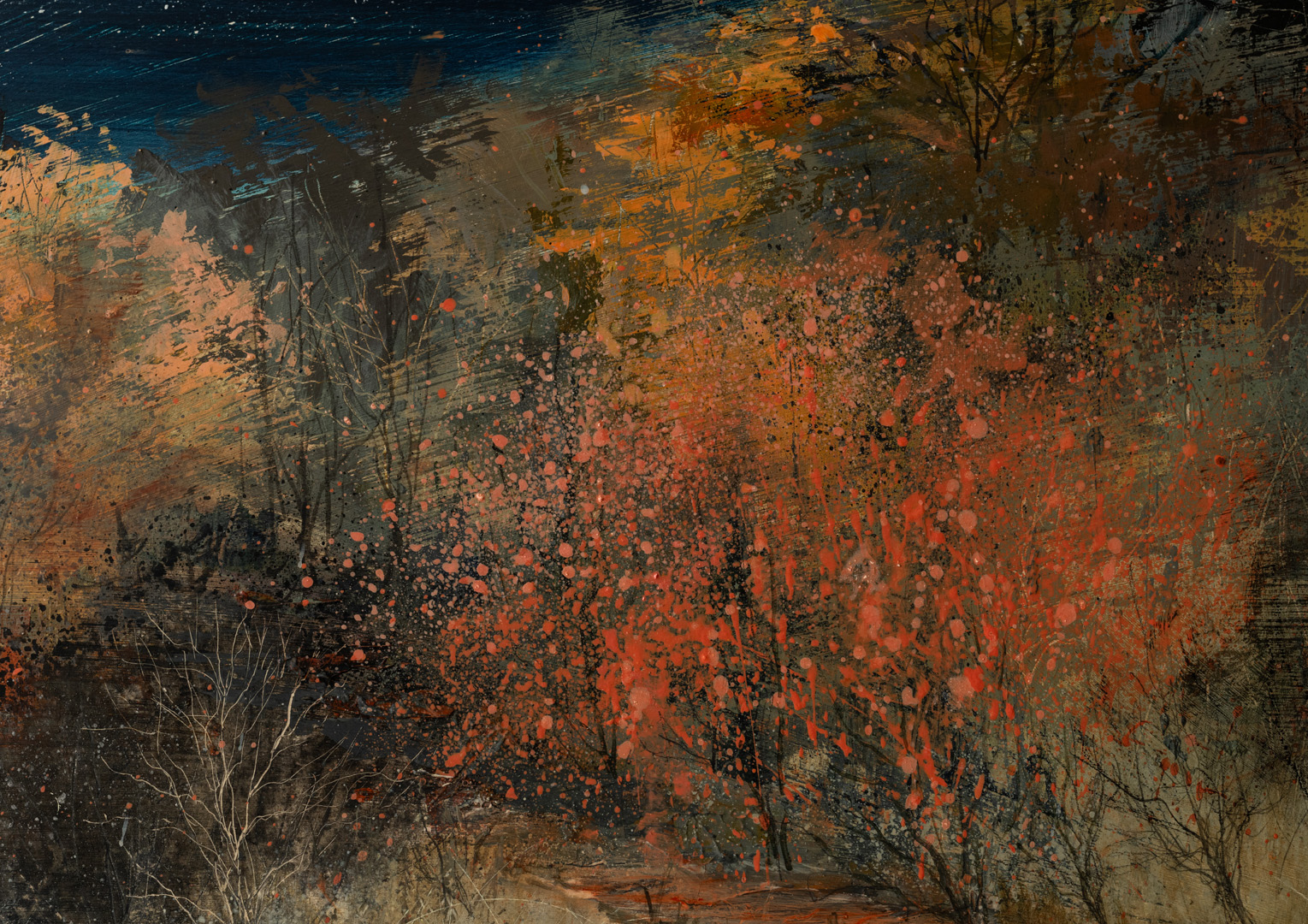 Detail 3 of Buckthorn Bounty, original painting by Winifred Hodge
