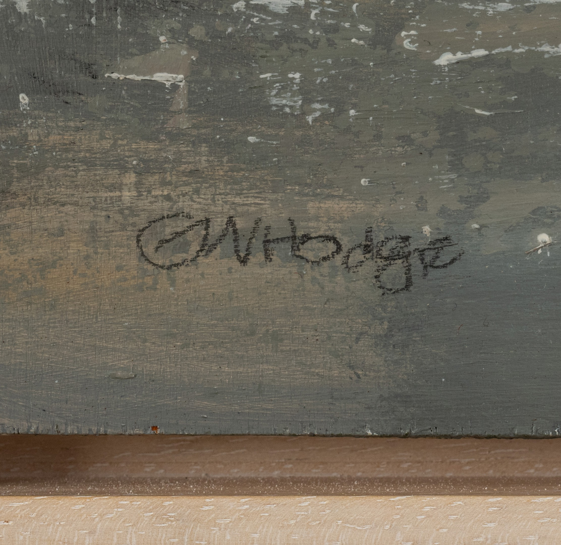 Signed detail of No Dippers Today, original painting by Winifred Hodge