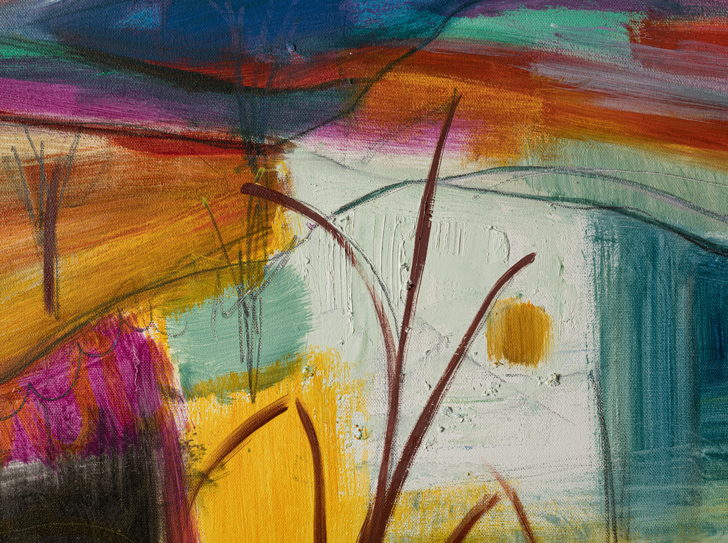 Detail of Forest Night, oil painting by Louise Davies RE