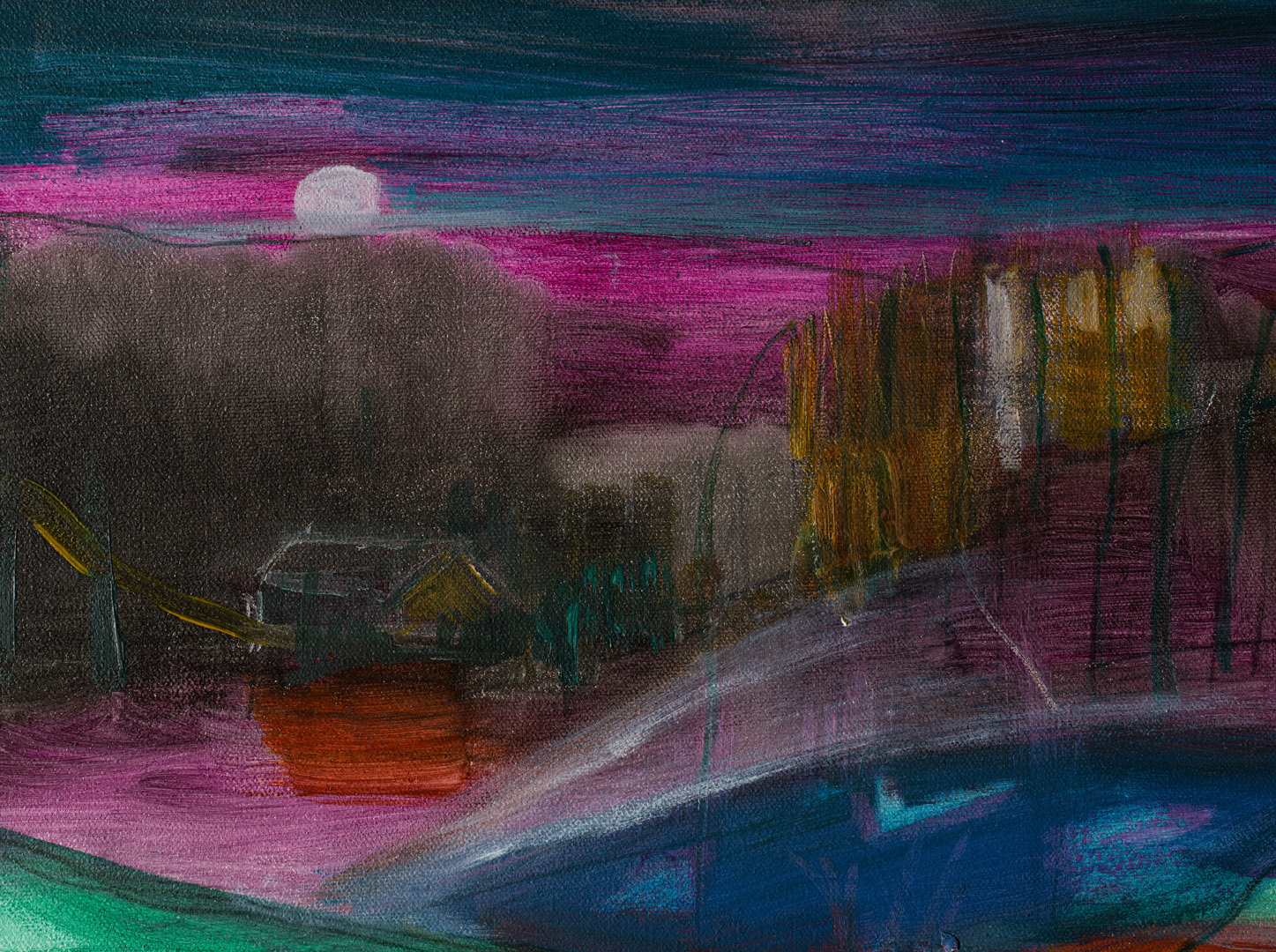 Detail of Forest Night, oil painting by Louise Davies RE