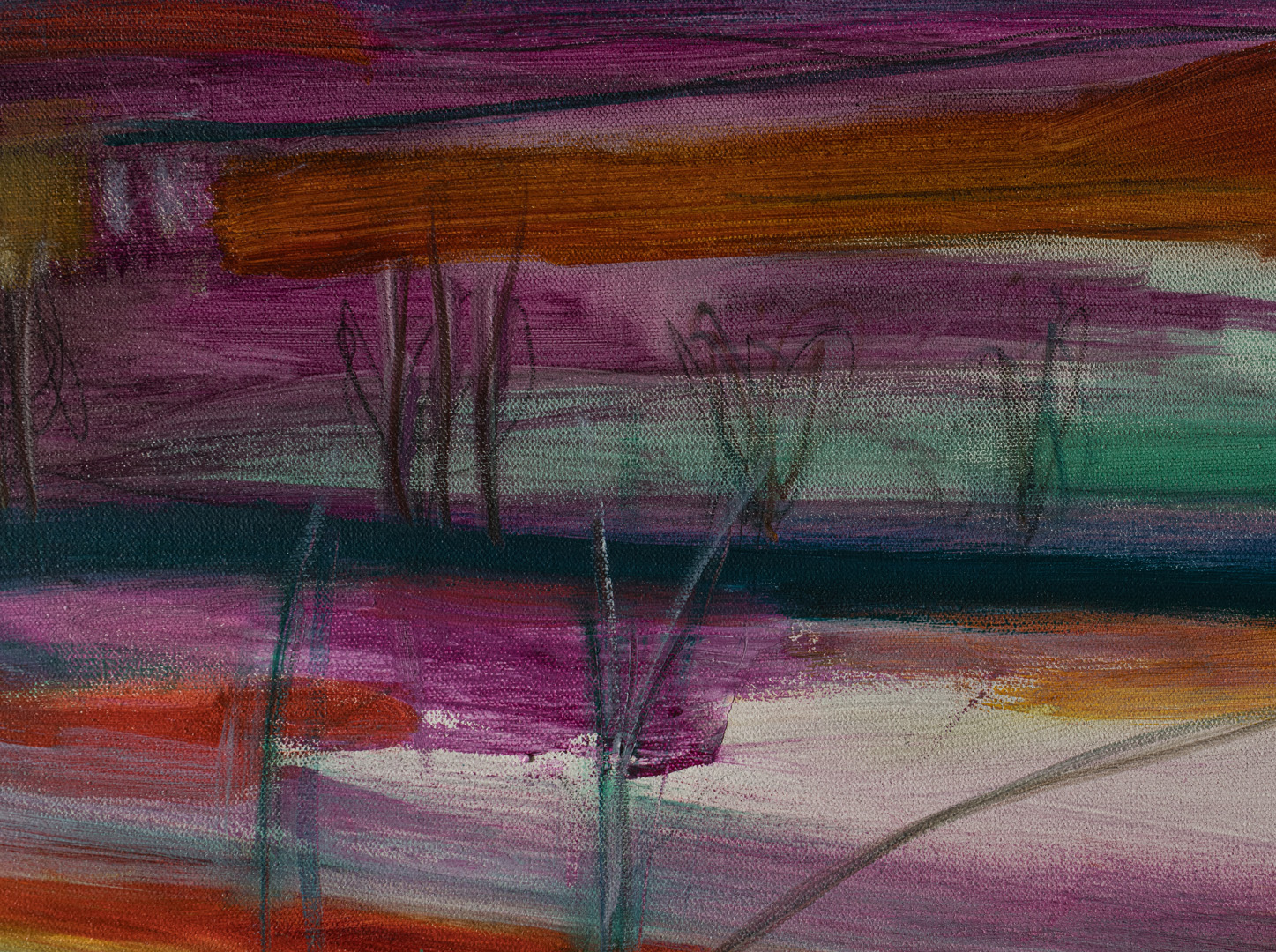 Detail 2 of Forest Night, oil painting by Louise Davies RE