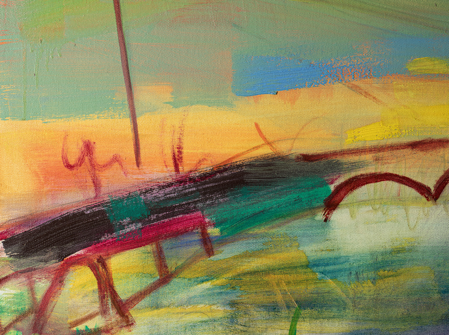 Detail 2 of Summer on the Moors, original painting by Louise Davies RE