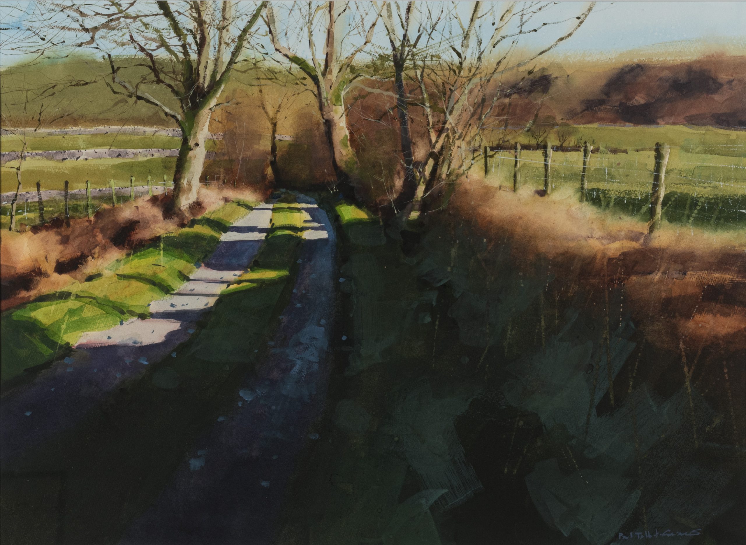 A January Walk Through Malhamdale, original painting by Paul Talbot-Greaves RI
