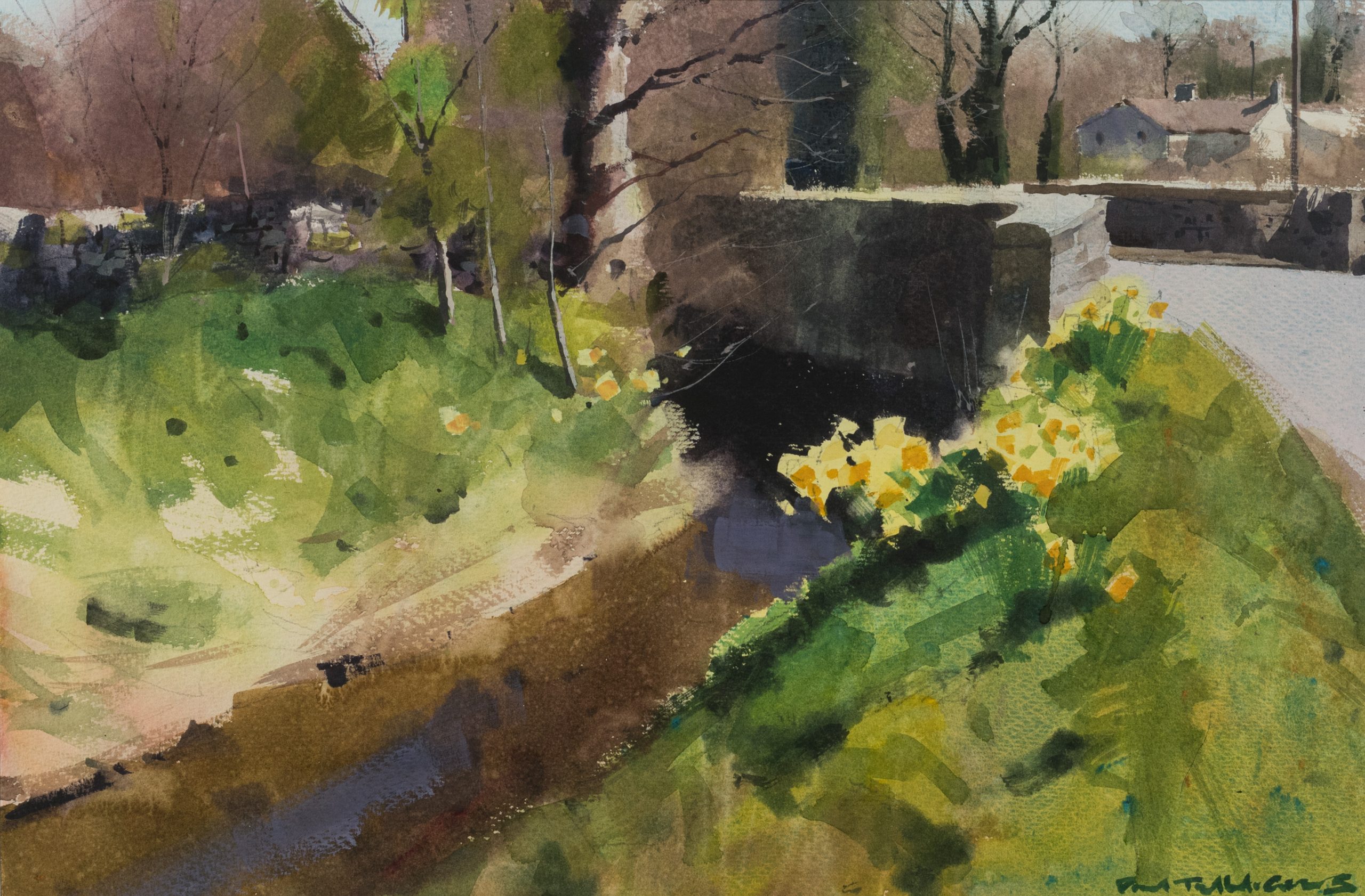 Spring Trees and Daffs, original painting by Paul Talbot-Greaves RI Spring Trees and Daffs, original painting by Paul Talbot-Greaves RI