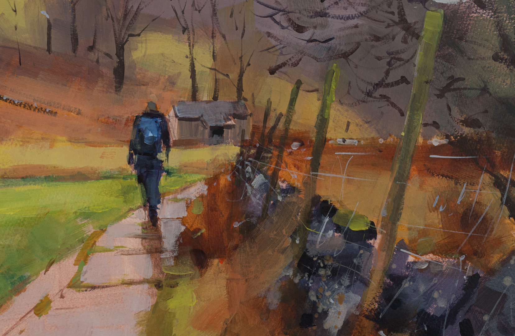 Detail of A Damp Day, original painting by Paul Talbot-Greaves RI